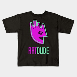 YourArtDude Logo In Pink And Green Kids T-Shirt